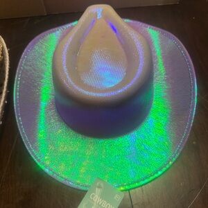 Cowboy Hat Bundle 4pc Straw & Holographic Festival Rodeo Bachelorette